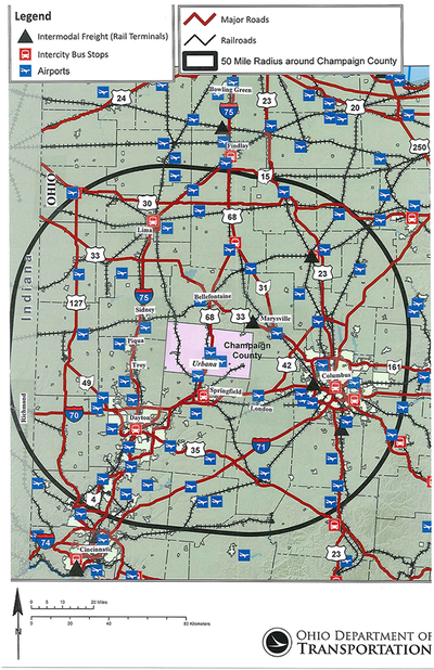 Champaign County Intermodal Transportation Map